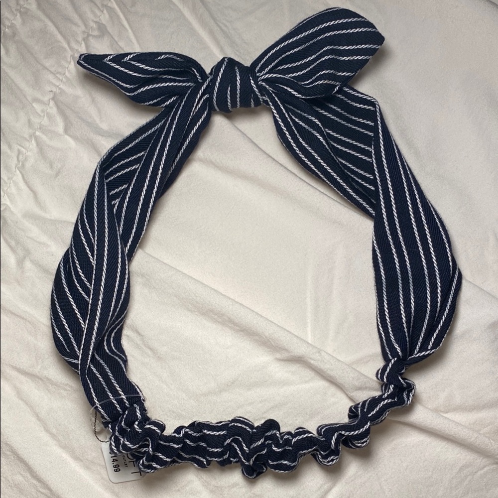 LOFT Dark Blue and White Striped Hairband